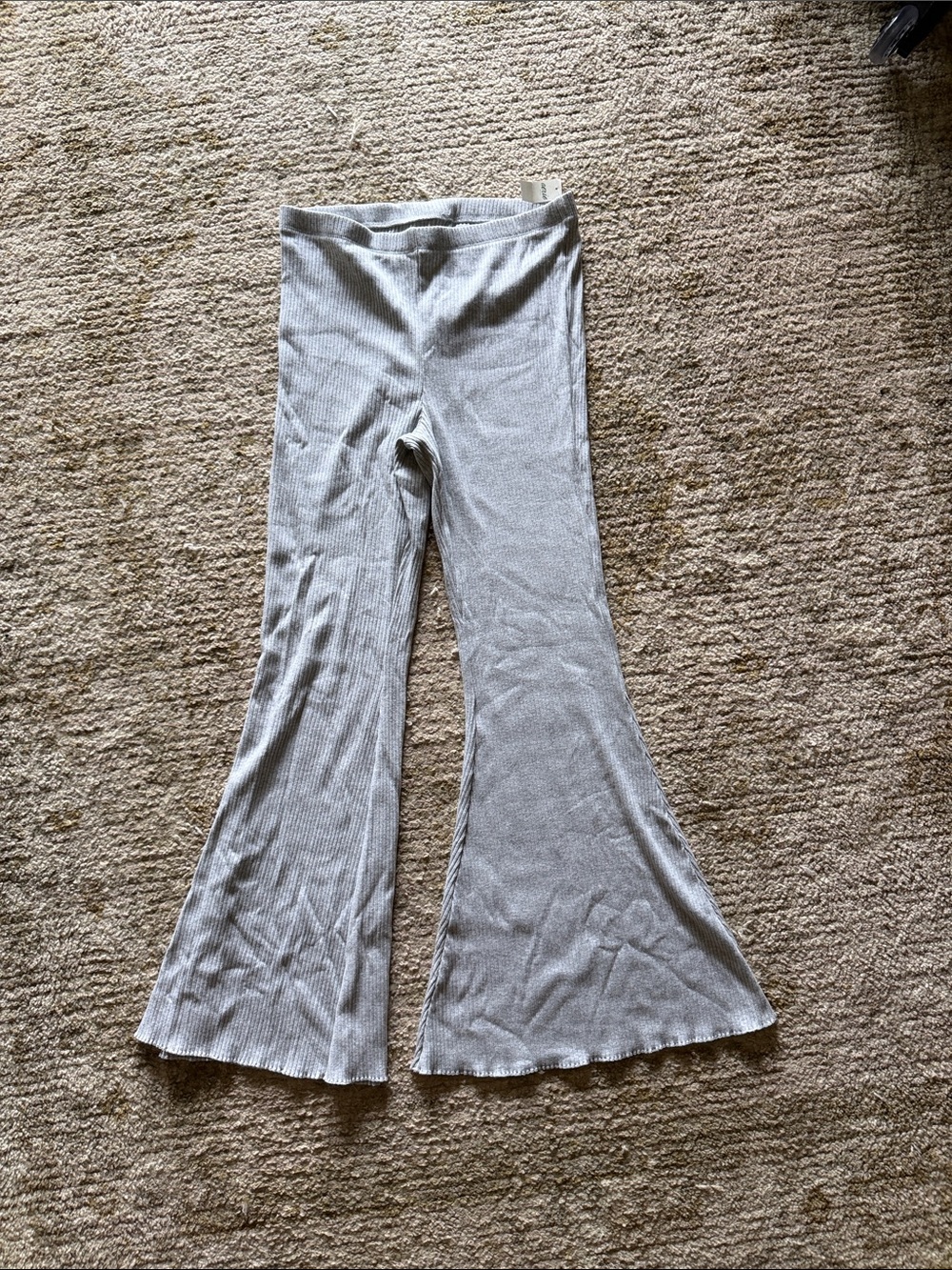 aerie Light Gray Ribbed Flare Leggings